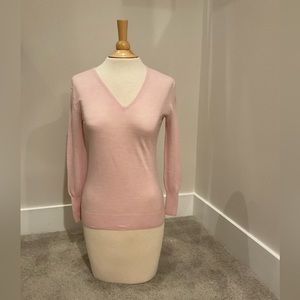 J. Crew 100% Merino Wool V-neck Sweater, Light Pink, Size XXS